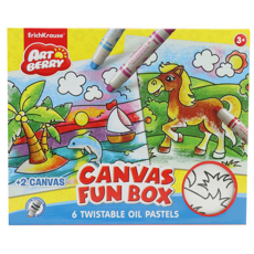 تصویر  ست مداد شمعی آرت بری 6 رنگ همراه بوم نقاشی مدل CANVAS FUN BOX