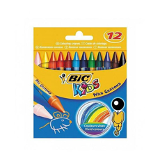 تصویر  مداد شمعی بیک 12 رنگ مدل wax crayons
